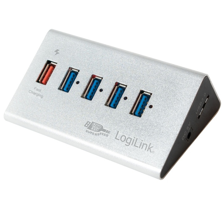 LogiLink USB 3.0-hub 4+1 hurtiglading i gruppen Datautstyr / Datamaskin Tilbehør / USB-Hubs hos TP E-commerce Nordic AB (38-60472)