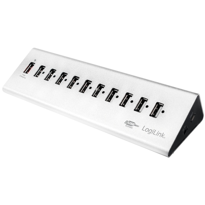 LogiLink USB 2.0-hub 10+1 hurtiglading i gruppen Datautstyr / Datamaskin Tilbehør / USB-Hubs hos TP E-commerce Nordic AB (38-60475)