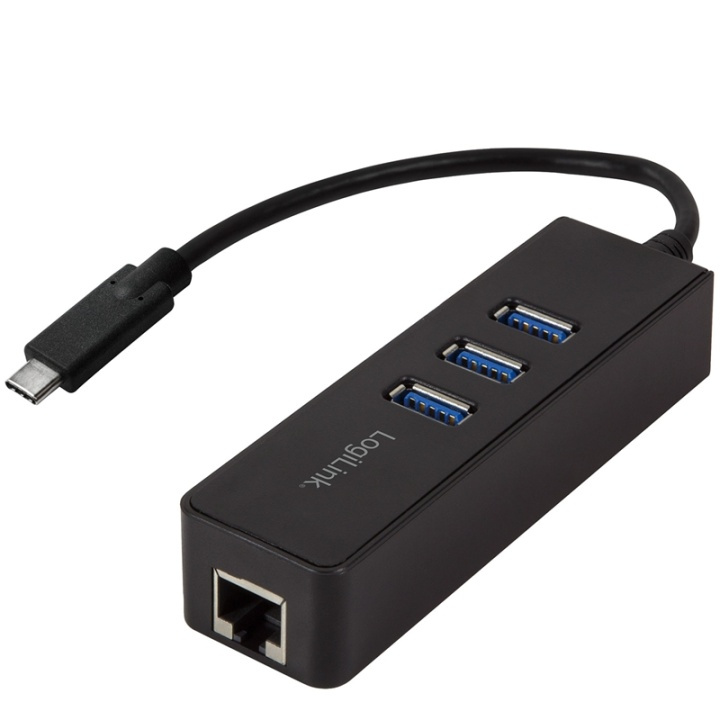LogiLink USB-C 3-port Hub Gigabit RJ45 i gruppen Datautstyr / Datamaskin Tilbehør / USB-Hubs hos TP E-commerce Nordic AB (38-60478)
