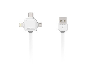 ALLOC Power USB Multicable, 1,5 m, Type-C, Lightning, Micro USB, vit i gruppen SMARTTELEFON & NETTBRETT / Ladere og Kabler / Kabler / Kabler Lightning hos TP E-commerce Nordic AB (38-61174)