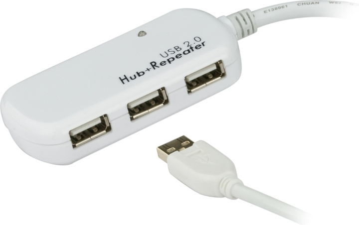 ATEN aktiv USB 2.0 forlengelseskabel med 4-ports hubb, 12m i gruppen Datautstyr / Kabler og adaptere / USB / USB-A / Kabler hos TP E-commerce Nordic AB (38-61280)