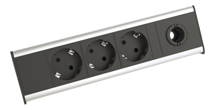 AXESSLINE Skrivebord, grenuttak med 3xCEE 7/4-kontakt, 1,5 m kabel, aluminium/svart i gruppen HJEM, HUS OG HAGE / El og belysning / Grenuttak hos TP E-commerce Nordic AB (38-61318)