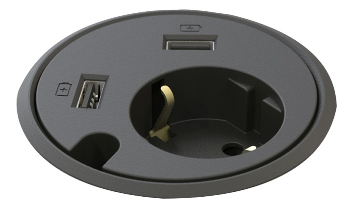 powerdot - Strøm, 2×USB-lader, gjennomføringshull i gruppen HJEM, HUS OG HAGE / El og belysning / Elinstallasjon / Stikkontakter hos TP E-commerce Nordic AB (38-61322)