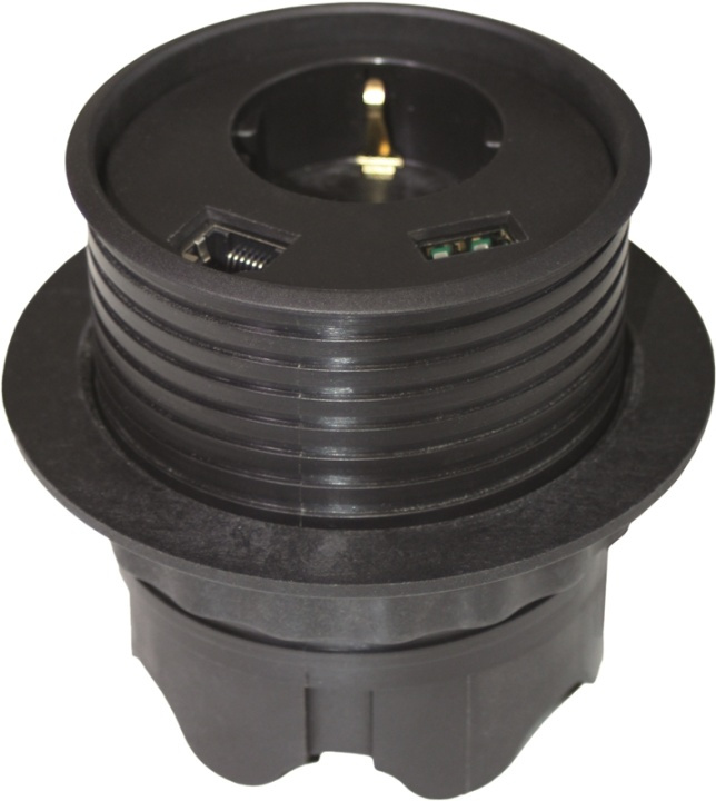 powerdot Satellitt PD12 - satellitt, 1x CEE 7/4, RJ45, USB, svart i gruppen HJEM, HUS OG HAGE / El og belysning / Elinstallasjon / Stikkontakter hos TP E-commerce Nordic AB (38-61326)