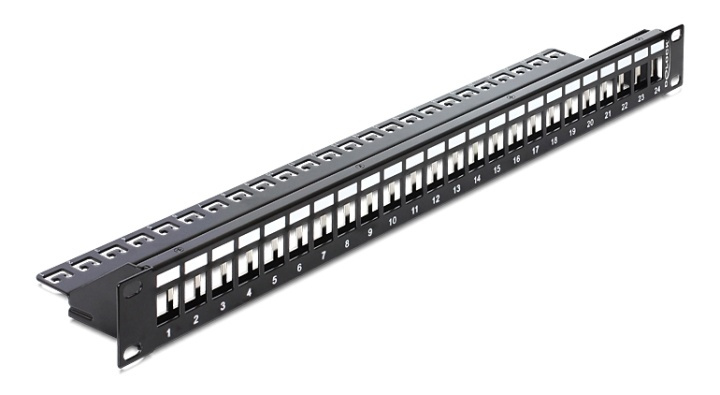 Delock 19″ Keystone Patch Panel 24 Port black i gruppen Datautstyr / Kabler og adaptere / Nettverk / Adaptere og koblinger hos TP E-commerce Nordic AB (38-61415)