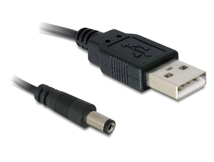 DeLock 82197 Cable USB Power to DC 5.5 x 2.1 mm Male 1.0m, black i gruppen Datautstyr / Bærbare datamaskiner og tilbehør / Andre hos TP E-commerce Nordic AB (38-61421)