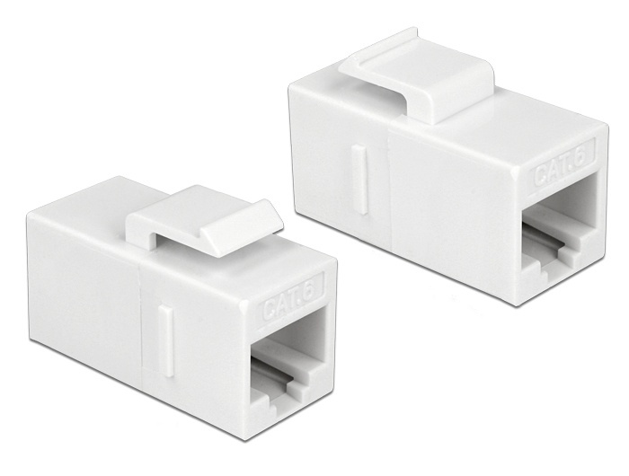 DeLock 86379 Keystone Module RJ45 jack to RJ45 jack Cat.6 UTP white i gruppen Datautstyr / Kabler og adaptere / Nettverk / Adaptere og koblinger hos TP E-commerce Nordic AB (38-61423)