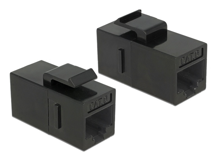 DeLock 86381 Keystone Module RJ45 jack to RJ45 jack Cat.6 UTP black i gruppen Datautstyr / Kabler og adaptere / Nettverk / Adaptere og koblinger hos TP E-commerce Nordic AB (38-61424)