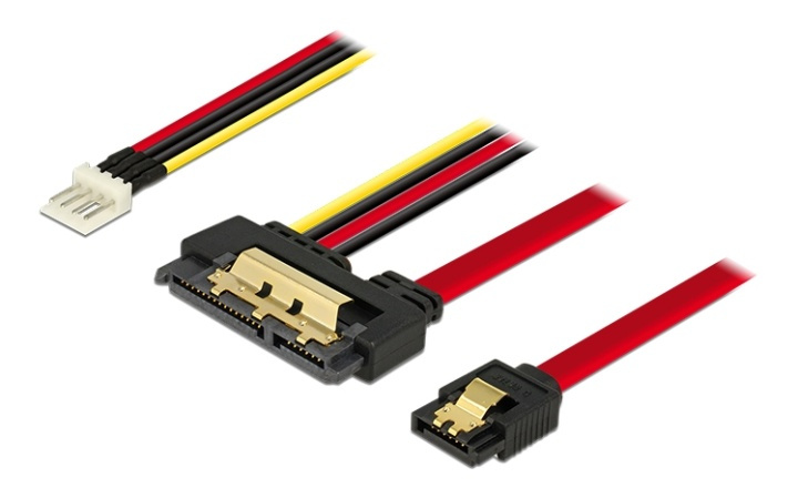 DeLOCK Kabel SATA 6 Gb/s 7-pinners stikkontakt + diskett 4-pinners strømuttak hann > > SATA-kabel i gruppen Datautstyr / Kabler og adaptere / Intern / SATA hos TP E-commerce Nordic AB (38-61449)