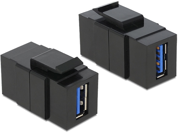 DeLOCK Keystone-modul, USB 3.0 Type A ho - USB 3.0 Type A ho, svart i gruppen Datautstyr / Kabler og adaptere / Nettverk / Adaptere og koblinger hos TP E-commerce Nordic AB (38-61469)