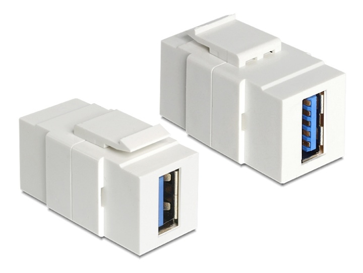 DeLOCK Keystone module, USB 3.0 A fe - fe, 19.2x14.9mm, white i gruppen Datautstyr / Kabler og adaptere / Nettverk / Adaptere og koblinger hos TP E-commerce Nordic AB (38-61472)