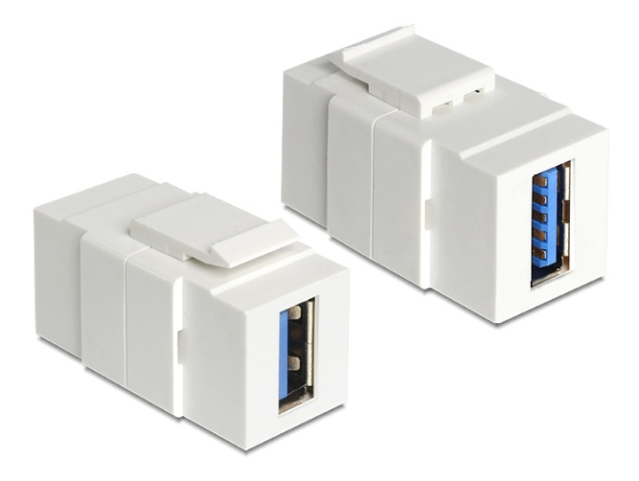 DeLOCK Keystone-modul, USB 3.0 A ho - ho, 19,2x14,9mm, hvit i gruppen Datautstyr / Kabler og adaptere / Nettverk / Adaptere og koblinger hos TP E-commerce Nordic AB (38-61472)