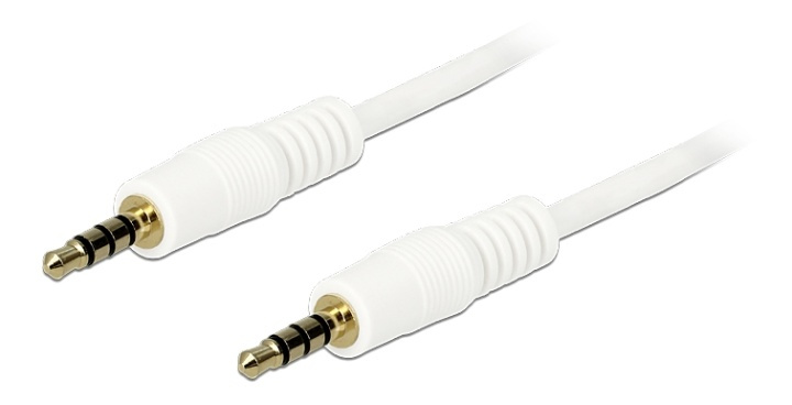 DeLOCK stereo jack cable, 3.5mm 4-pin male - male, 24 AWG, 3m, white i gruppen Elektronikk / Kabler og adaptere / Lyd analog / 3,5 mm hos TP E-commerce Nordic AB (38-61476)