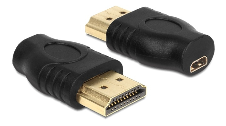 DeLOCK Micro HDMI to HDMI adapter, 1xHDMI Micro-D 19-pin ho, 1xHDMI-A i gruppen Elektronikk / Kabler og adaptere / HDMI / Adaptere hos TP E-commerce Nordic AB (38-61480)