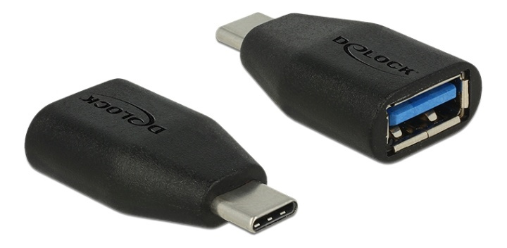 Delock SuperSpeed adapter USB-C male to USB-A female, 10 Gbps, black i gruppen Datautstyr / Kabler og adaptere / USB / USB-A / Adaptere hos TP E-commerce Nordic AB (38-61522)
