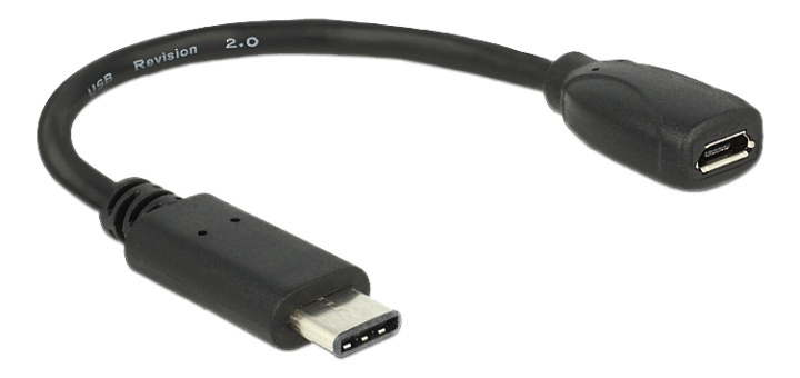 DeLOCK USB-C ha - Micro-B ho adapter, USB 2.0, 56 kΩ resistor, black i gruppen Datautstyr / Kabler og adaptere / USB / Micro-USB / Adaptere hos TP E-commerce Nordic AB (38-61530)