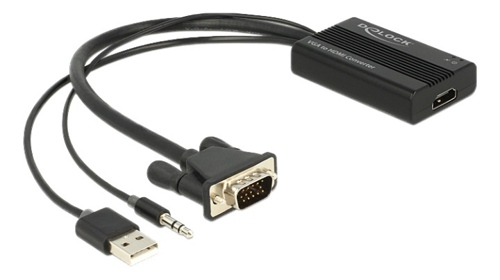 Delock VGA to HDMI Adapter with Audio i gruppen Elektronikk / Kabler og adaptere / HDMI / Adaptere hos TP E-commerce Nordic AB (38-61532)