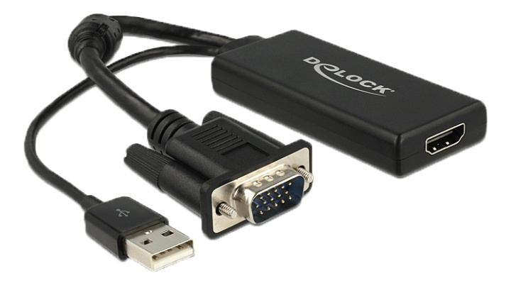 DeLOCK VGA til HDMI-adapter med lyd, svart i gruppen Datautstyr / Kabler og adaptere / VGA / Adaptere hos TP E-commerce Nordic AB (38-61533)