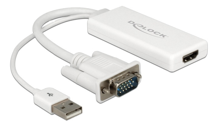 DeLOCK VGA til HDMI-adapter med lyd, hvit i gruppen Datautstyr / Kabler og adaptere / VGA / Adaptere hos TP E-commerce Nordic AB (38-61534)