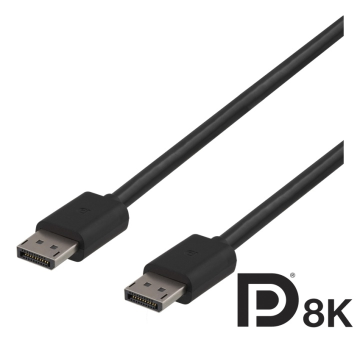 DELTACO DisplayPort kabel, DP 1.4, 7680x4320 i 60Hz, 2m, svart i gruppen Datautstyr / Kabler og adaptere / DisplayPort / Kabler hos TP E-commerce Nordic AB (38-61555)