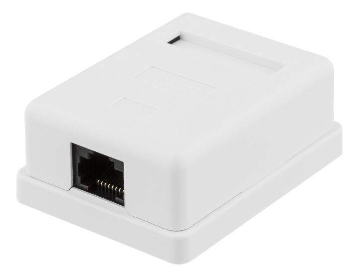 DELTACO uskjermet vegguttak, utenpåliggende UTP 1xRJ45, Cat6, hvit i gruppen Datautstyr / Kabler og adaptere / Nettverk / Stikkontakter hos TP E-commerce Nordic AB (38-61626)
