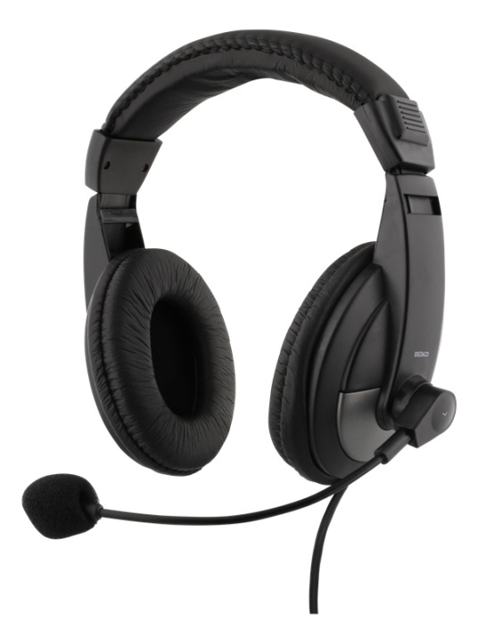 DELTACO Headset, 40mm element, 1x4-pin 3.5mm connector, black i gruppen Datautstyr / Datamaskin Tilbehør / Headset hos TP E-commerce Nordic AB (38-61628)