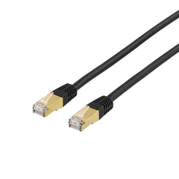 DELTACO S/FTP Cat7 patch cable with RJ45, 0,3m, 600MHz, LSZH, black i gruppen Datautstyr / Kabler og adaptere / Nettverk / Cat 7 hos TP E-commerce Nordic AB (38-61649)