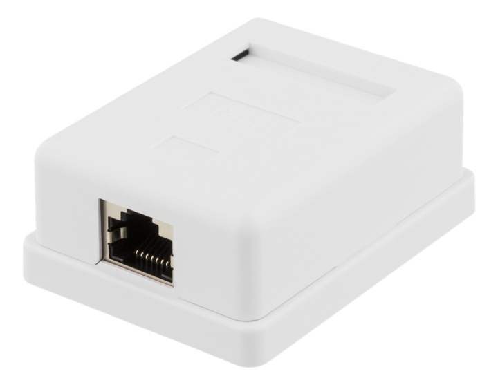 DELTACO skjermet vegguttak, utenpåliggende FTP 1xRJ45, Cat6, hvit i gruppen Datautstyr / Kabler og adaptere / Nettverk / Stikkontakter hos TP E-commerce Nordic AB (38-61654)