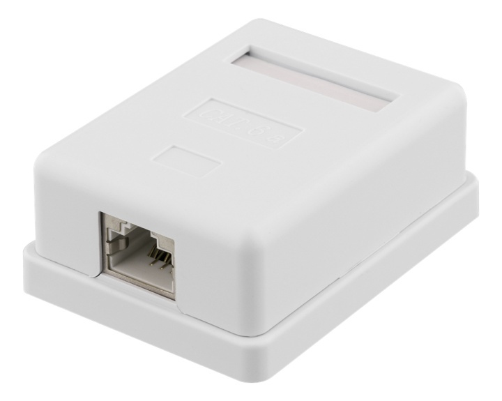 DELTACO skjermet vegguttak, utenpåliggende FTP 1xRJ45, Cat6A, hvit i gruppen Datautstyr / Kabler og adaptere / Nettverk / Stikkontakter hos TP E-commerce Nordic AB (38-61655)