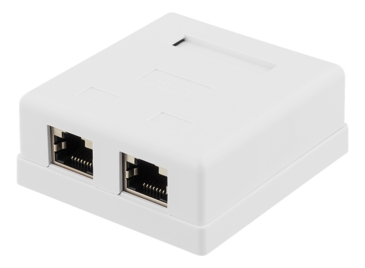 DELTACO skjermet vegguttak, utenpåliggende FTP 2xRJ45, Cat6, hvit i gruppen Datautstyr / Kabler og adaptere / Nettverk / Stikkontakter hos TP E-commerce Nordic AB (38-61656)