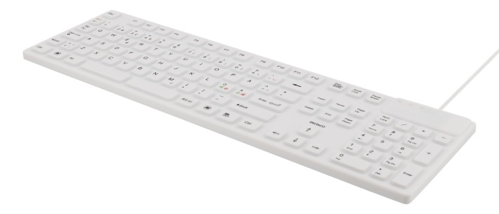 DELTACO tastatur i silikon, IP68, full størrelse, 105 taster, hvit i gruppen Datautstyr / Mus & Tastatur / Tastatur / Trådløs hos TP E-commerce Nordic AB (38-61661)
