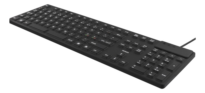 DELTACO rubberized keyboard, silicone, IP68, full size, 105 keys,black i gruppen Datautstyr / Mus & Tastatur / Tastatur / Kablede hos TP E-commerce Nordic AB (38-61662)