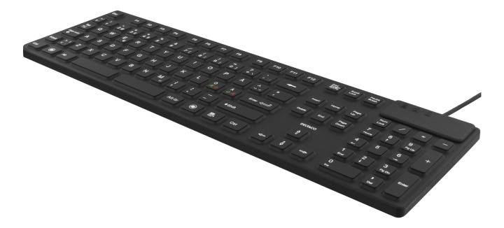 DELTACO silikon tastatur, IP68, full størrelse, 105 taster, svart i gruppen Datautstyr / Mus & Tastatur / Tastatur / Kablede hos TP E-commerce Nordic AB (38-61662)