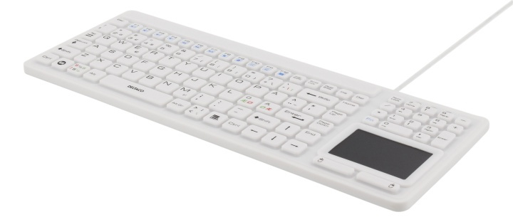 DELTACO rubberized keyboard with touchpad, IP68, 105 keys, white i gruppen Datautstyr / Mus & Tastatur / Tastatur / Trådløs hos TP E-commerce Nordic AB (38-61663)