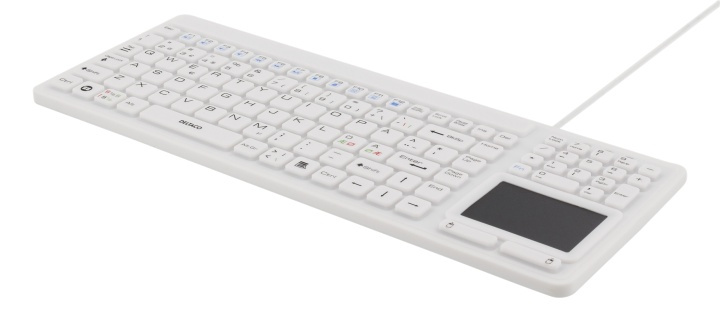 DELTACO silikontastatur med touchpad, IP68, 105 + 12 medietaster, hvit i gruppen Datautstyr / Mus & Tastatur / Tastatur / Trådløs hos TP E-commerce Nordic AB (38-61663)