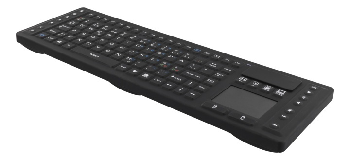DELTACO Wireless Keyboard with touchpad, silicone, IP65, 2,4 GHz,black i gruppen Datautstyr / Mus & Tastatur / Tastatur / Trådløs hos TP E-commerce Nordic AB (38-61665)