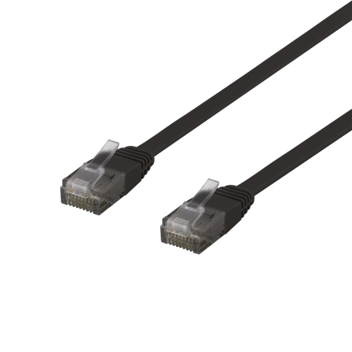 DELTACO U/UTP Cat6 patchkable, flat, 0,3m, 250Hz, svart i gruppen Datautstyr / Kabler og adaptere / Nettverk / Cat6 hos TP E-commerce Nordic AB (38-61697)