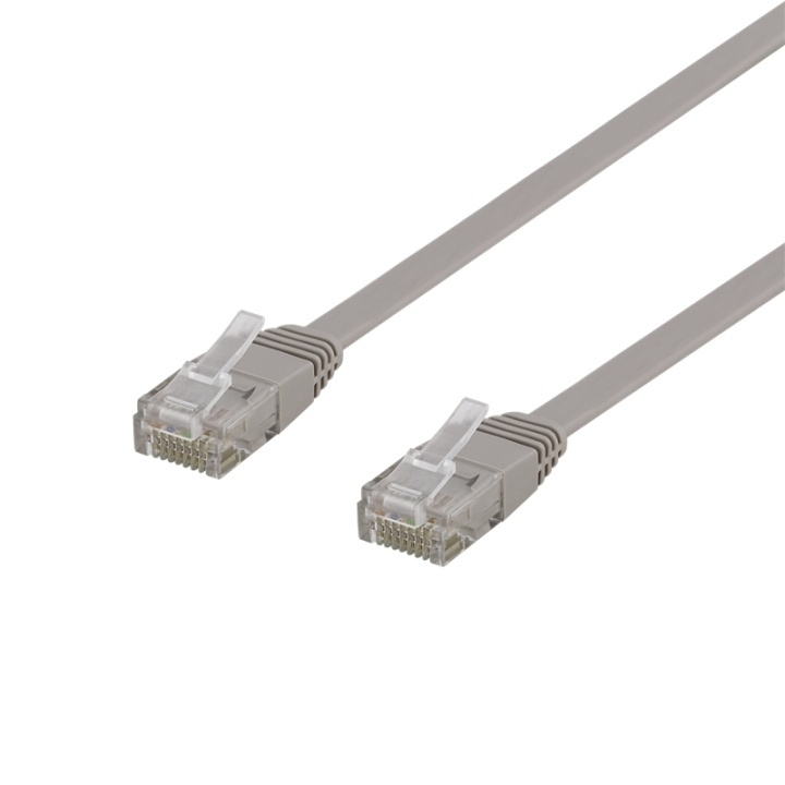 DELTACO U/UTP Cat6 patch cable, flat, 10m, Delta-cert, LSZH, gray i gruppen Datautstyr / Kabler og adaptere / Nettverk / Cat6 hos TP E-commerce Nordic AB (38-61700)