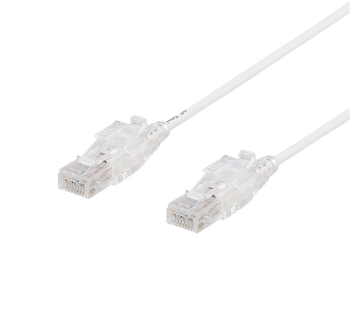 DELTACO U/UTP Cat6A patch cable, 0.5m, 500MHz, lockable, white i gruppen Datautstyr / Kabler og adaptere / DVI / Kabler hos TP E-commerce Nordic AB (38-61707)
