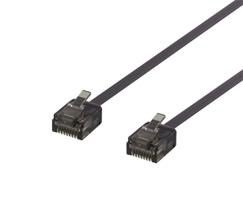 DELTACO U/UTP Cat6a patchkabel, flat, 1 mm tykk, 0,15 m, svart i gruppen Datautstyr / Kabler og adaptere / Nettverk / Cat6 hos TP E-commerce Nordic AB (38-61715)