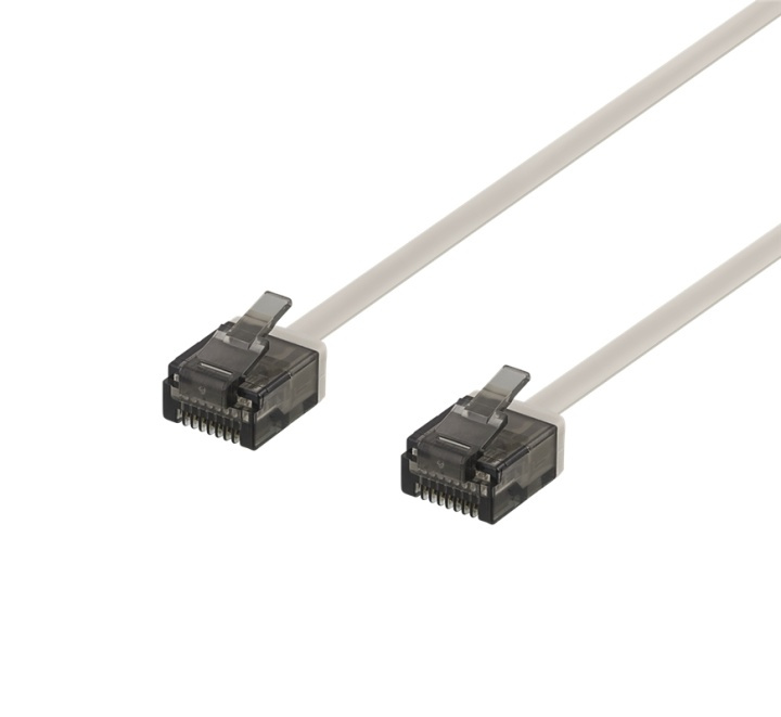 DELTACO U/UTP Cat6a patchkabel, flat, 1 mm tykk, 3 m, grå i gruppen Datautstyr / Kabler og adaptere / Nettverk / Cat6 hos TP E-commerce Nordic AB (38-61727)