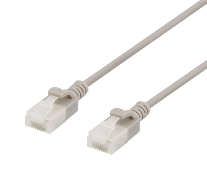 DELTACO U/UTP Cat6a patch cable, slim, 3,5mm diameter, 0,3m, gray i gruppen Datautstyr / Kabler og adaptere / Nettverk / Cat6 hos TP E-commerce Nordic AB (38-61731)