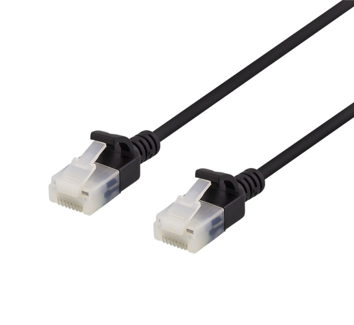 DELTACO U/UTP Cat6a patch cable, slim, 3,5mm diameter, 0,5m, black i gruppen Datautstyr / Kabler og adaptere / Nettverk / Cat6 hos TP E-commerce Nordic AB (38-61734)