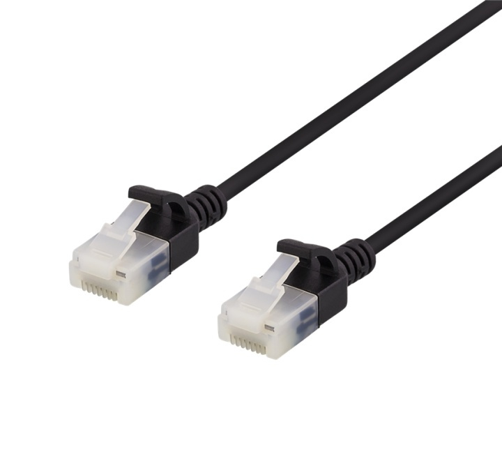 DELTACO U/UTP Cat6a patchkabel, slank, 3,5 mm diameter, 1,5 m, svart i gruppen Datautstyr / Kabler og adaptere / Nettverk / Cat6 hos TP E-commerce Nordic AB (38-61736)