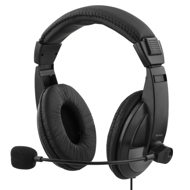 DELTACO USB stereohodesett, 40 mm element, 32 ohm, 20Hz-20kHz, svart i gruppen Datautstyr / Datamaskin Tilbehør / Headset hos TP E-commerce Nordic AB (38-61776)