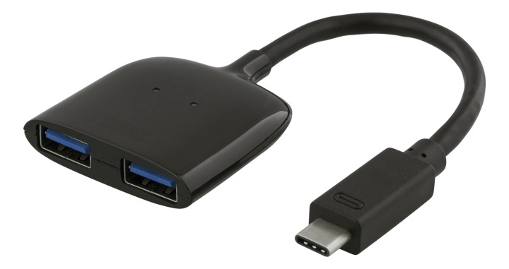 DELTACO USB-C mini hubb, 2x USB-A-portar 3.1, 5Gbps, 0,9A, svart i gruppen Datautstyr / Datamaskin Tilbehør / USB-Hubs hos TP E-commerce Nordic AB (38-61797)
