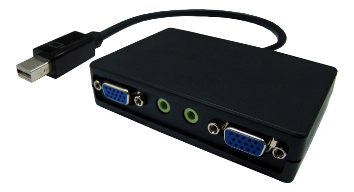 mini DP - 2xVGA+3,5mm minitele, 1080p i 60Hz, svart i gruppen Datautstyr / Kabler og adaptere / DisplayPort / Adaptere hos TP E-commerce Nordic AB (38-61879)