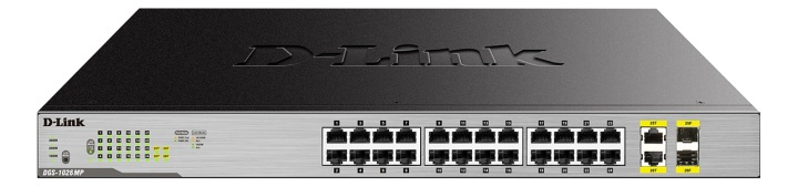 D-Link network switch, 24xRJ45, 2xSFP, Gigabit, PoE, 370W, gray i gruppen Datautstyr / Nettverk / Switcher / 10/100/1000Mbps hos TP E-commerce Nordic AB (38-61976)