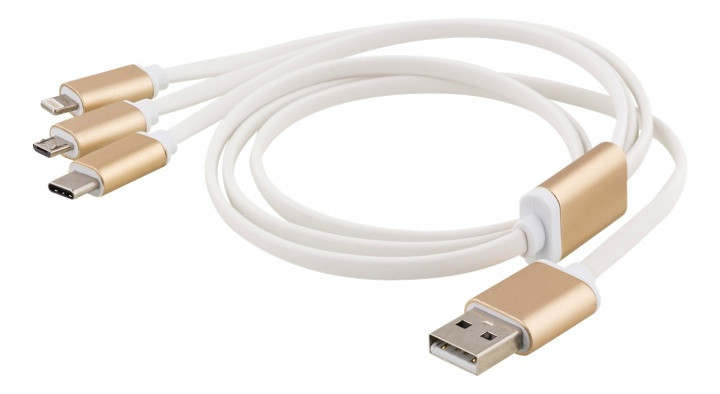 EPZI Multi-lader, USB-C, Lightning, Micro USB, USB-A, 1m, hvit i gruppen SMARTTELEFON & NETTBRETT / Ladere og Kabler / Kabler / Kabler microUSB hos TP E-commerce Nordic AB (38-62006)