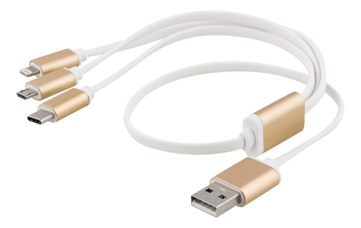 EPZI Multi-lader, USB-C, Lightning, Micro USB, USB-A, 50 cm, hvit i gruppen SMARTTELEFON & NETTBRETT / Ladere og Kabler / Kabler / Kabler microUSB hos TP E-commerce Nordic AB (38-62007)